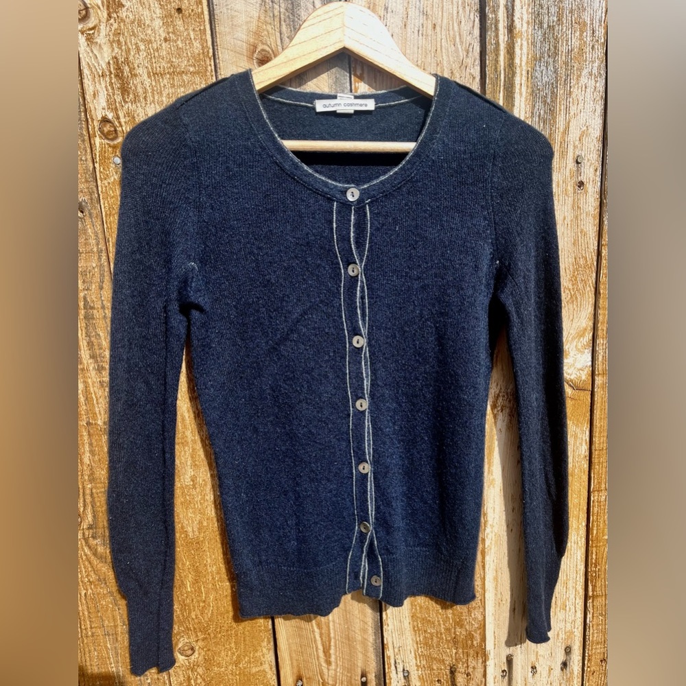 SOLD Autumn Cashmere, XS Navy Blue Button-Down Sweater Women’s